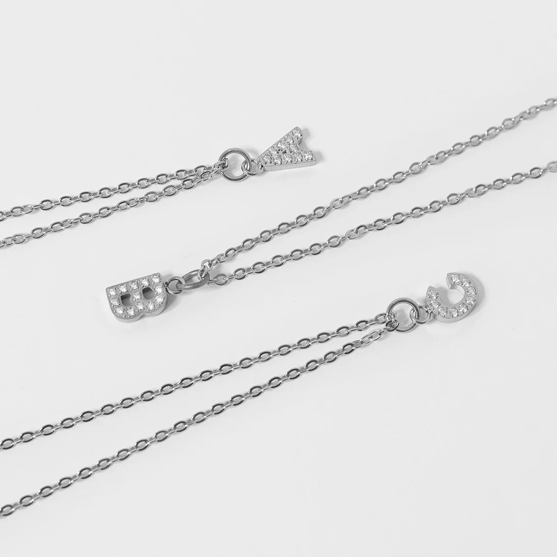 Stainless Steel Pave Set CZ Initial Letter Charms / PDC9020 - Image 8