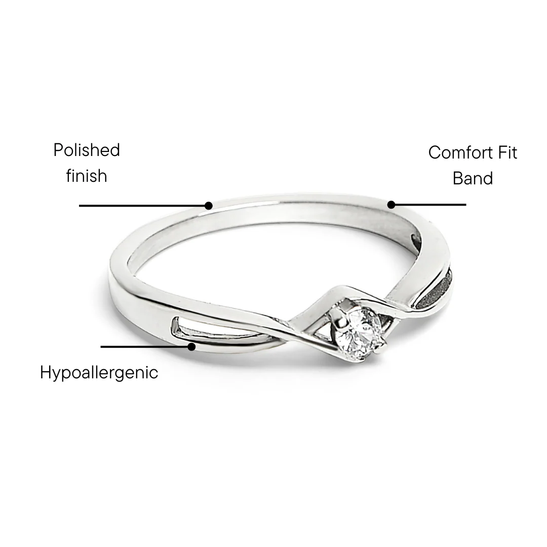 Stainless Steel Twisted Band CZ Accent Ring / ZRJ4137 - Image 4