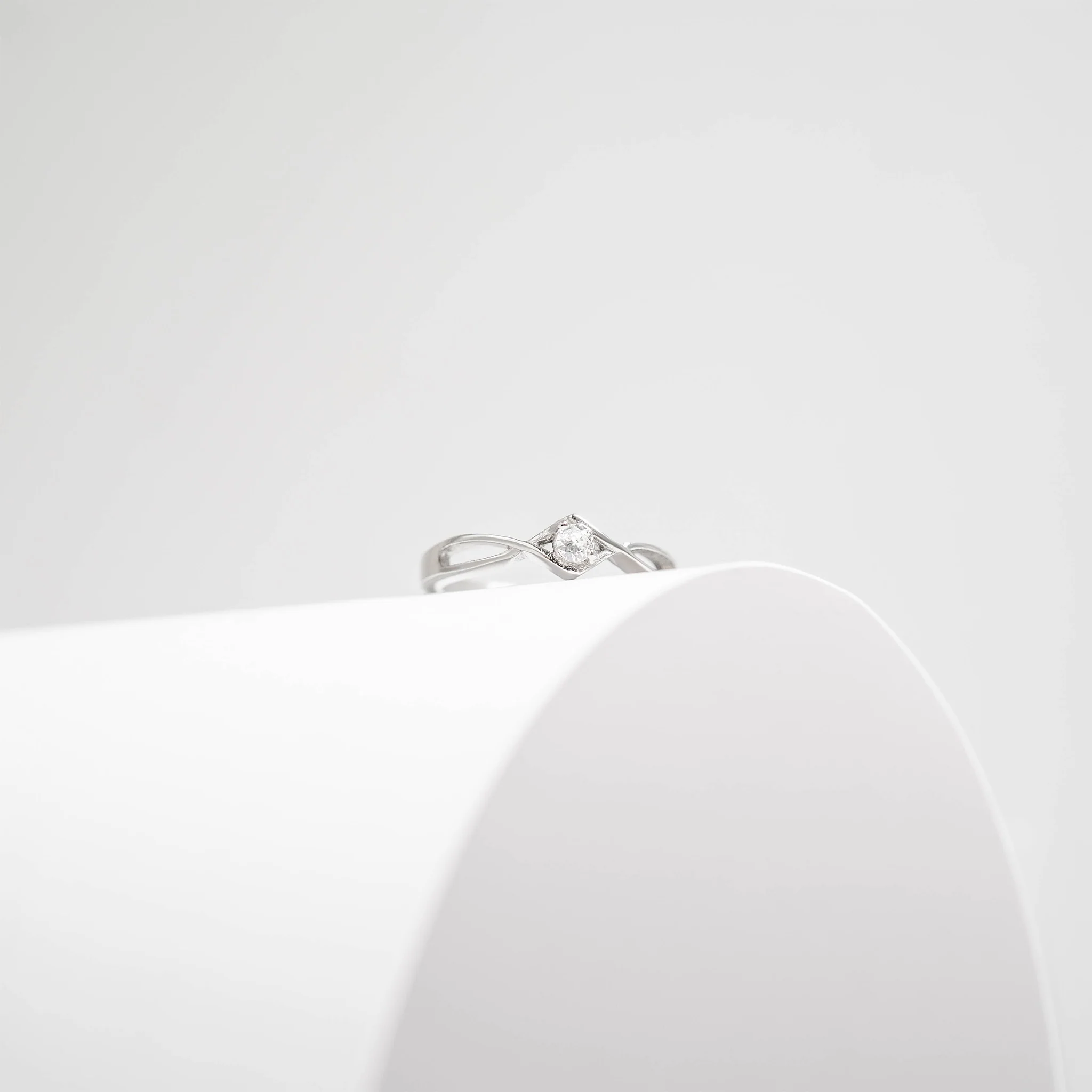 Stainless Steel Twisted Band CZ Accent Ring / ZRJ4137 - Image 7