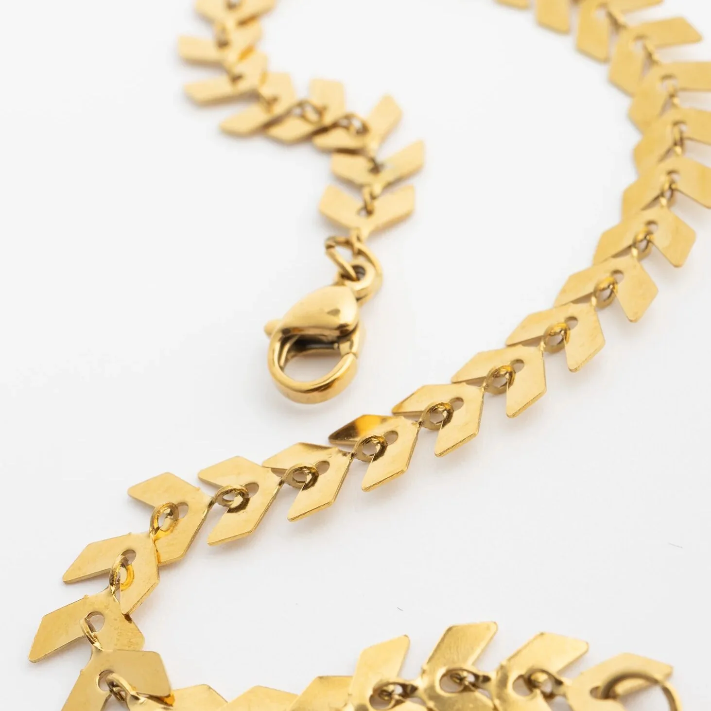 18K Gold PVD Stainless Steel Chevron Bracelet or Anklet / BRJ9099 - Image 3