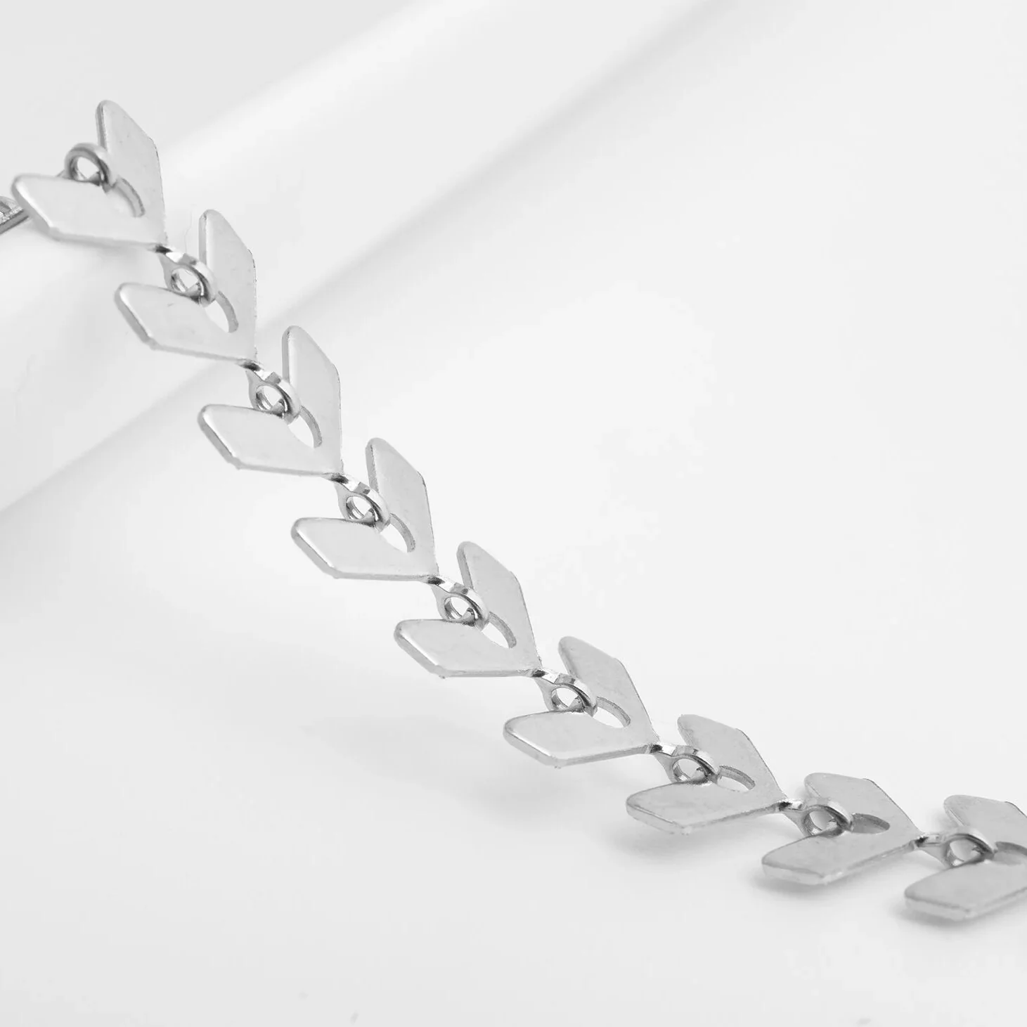 18K Gold PVD Stainless Steel Chevron Bracelet or Anklet / BRJ9099 - Image 6