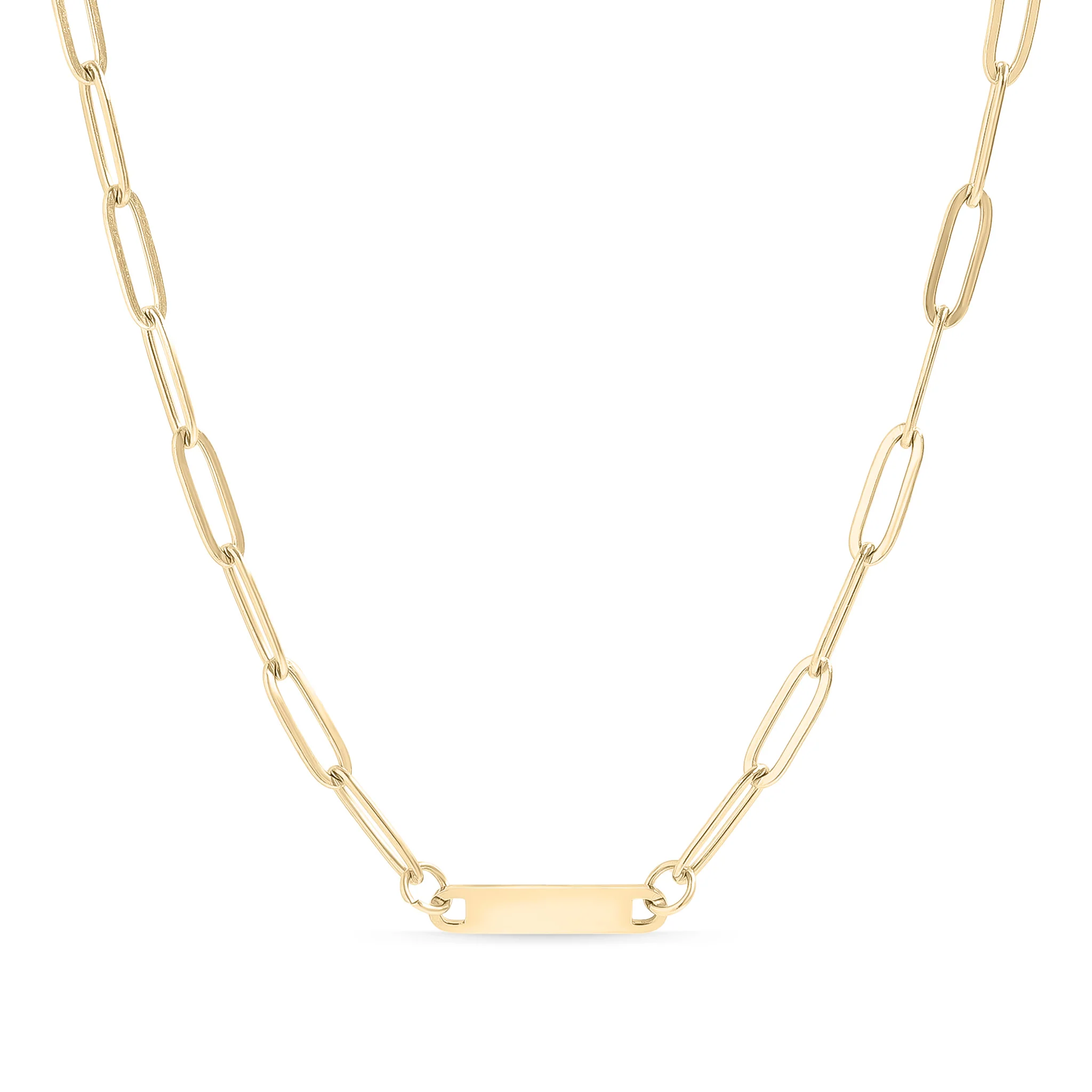 18K Gold PVD Stainless Steel Engravable Paperclip Blank Bar Necklace / SBB0275 - Image 4