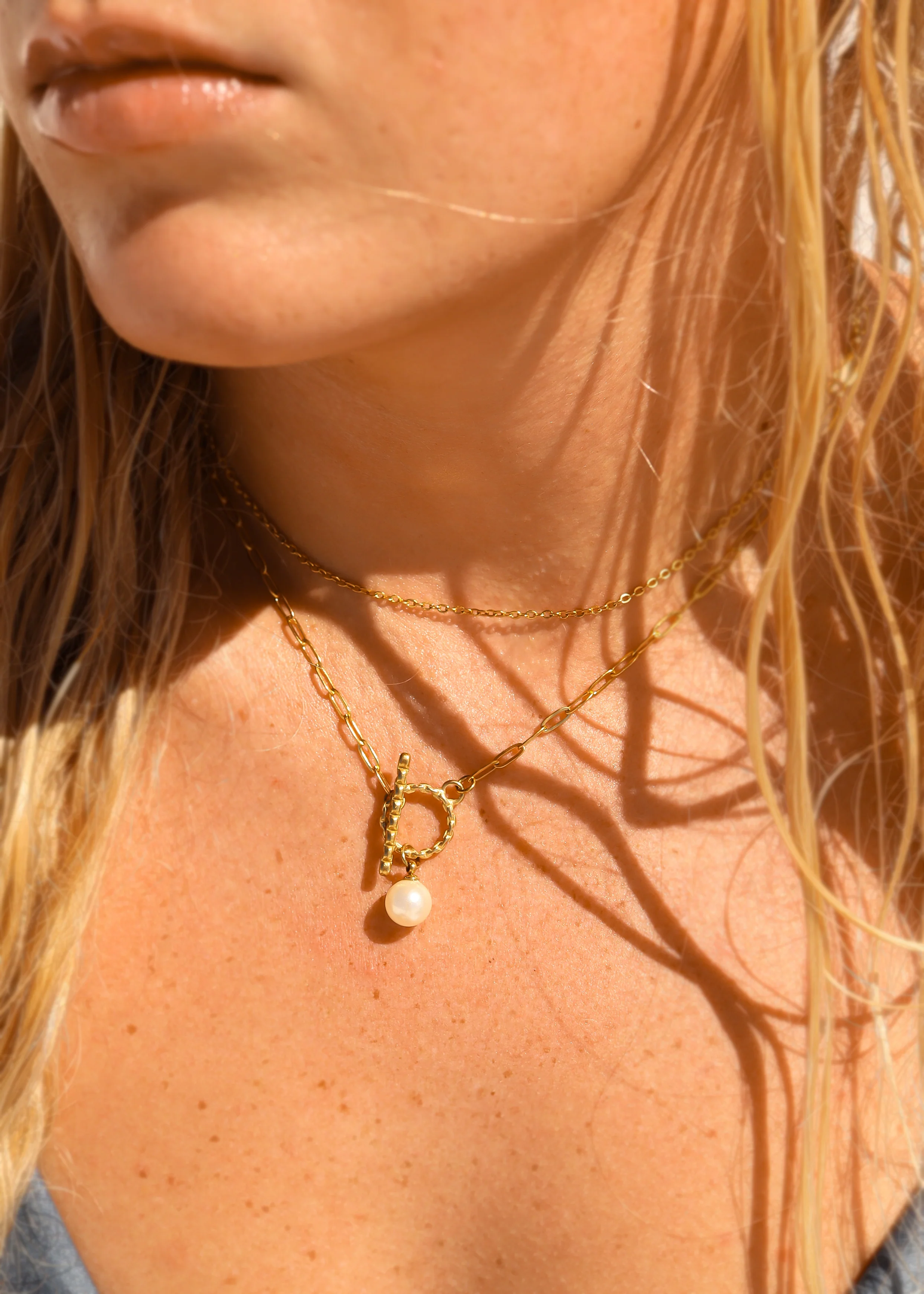 18K Gold PVD Stainless Steel PVD Coated Loop/Cable Chain Necklace / CHN3011 - Image 4