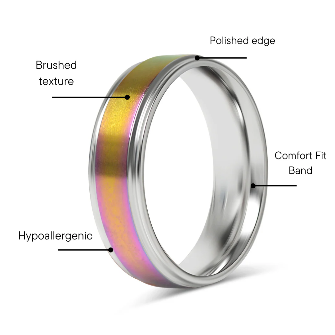 Stainless Steel Rainbow Center Polished Edge Ring / CFR7015 - Image 5