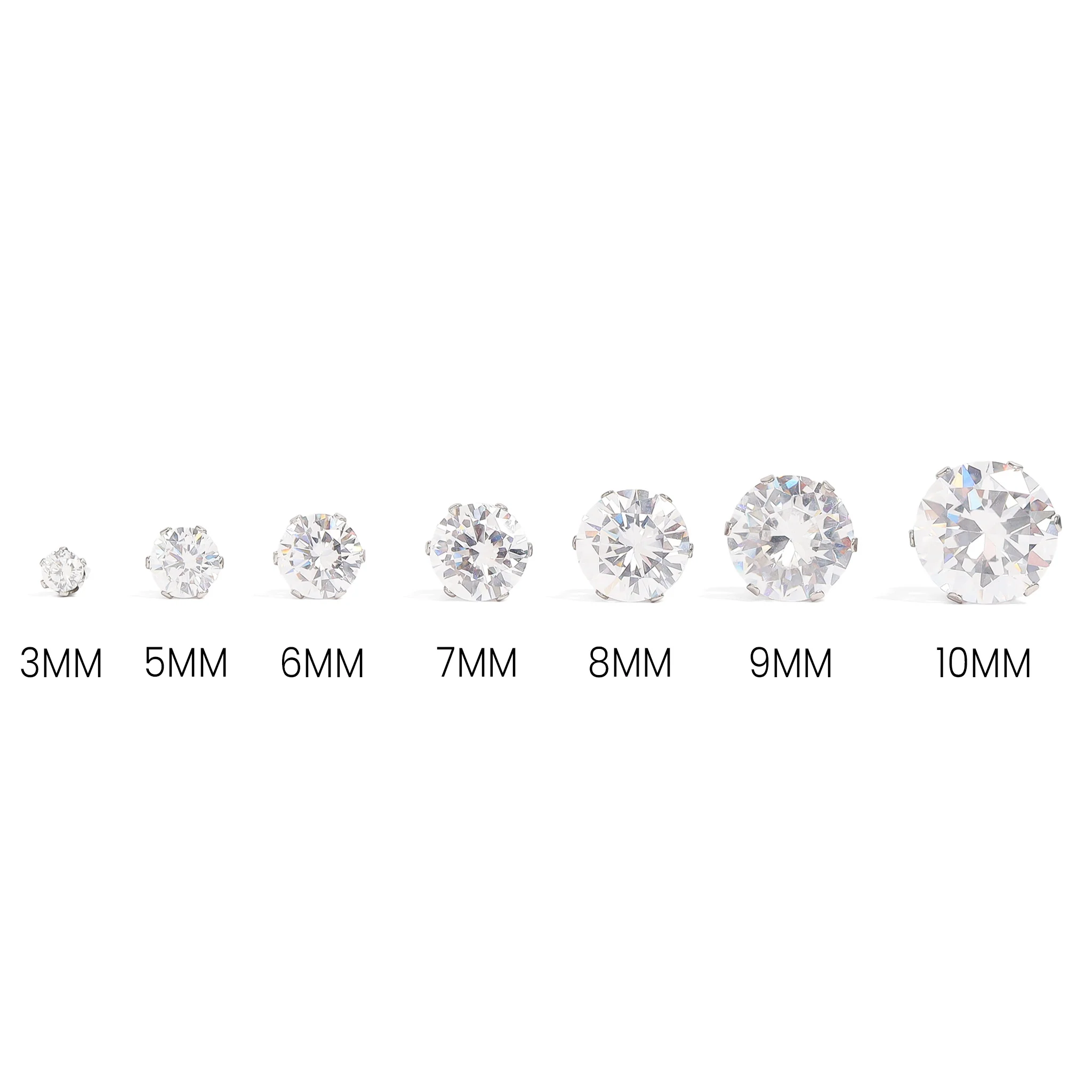 Stainless Steel Round CZ Stud Earrings / ERJ3158 - Image 4