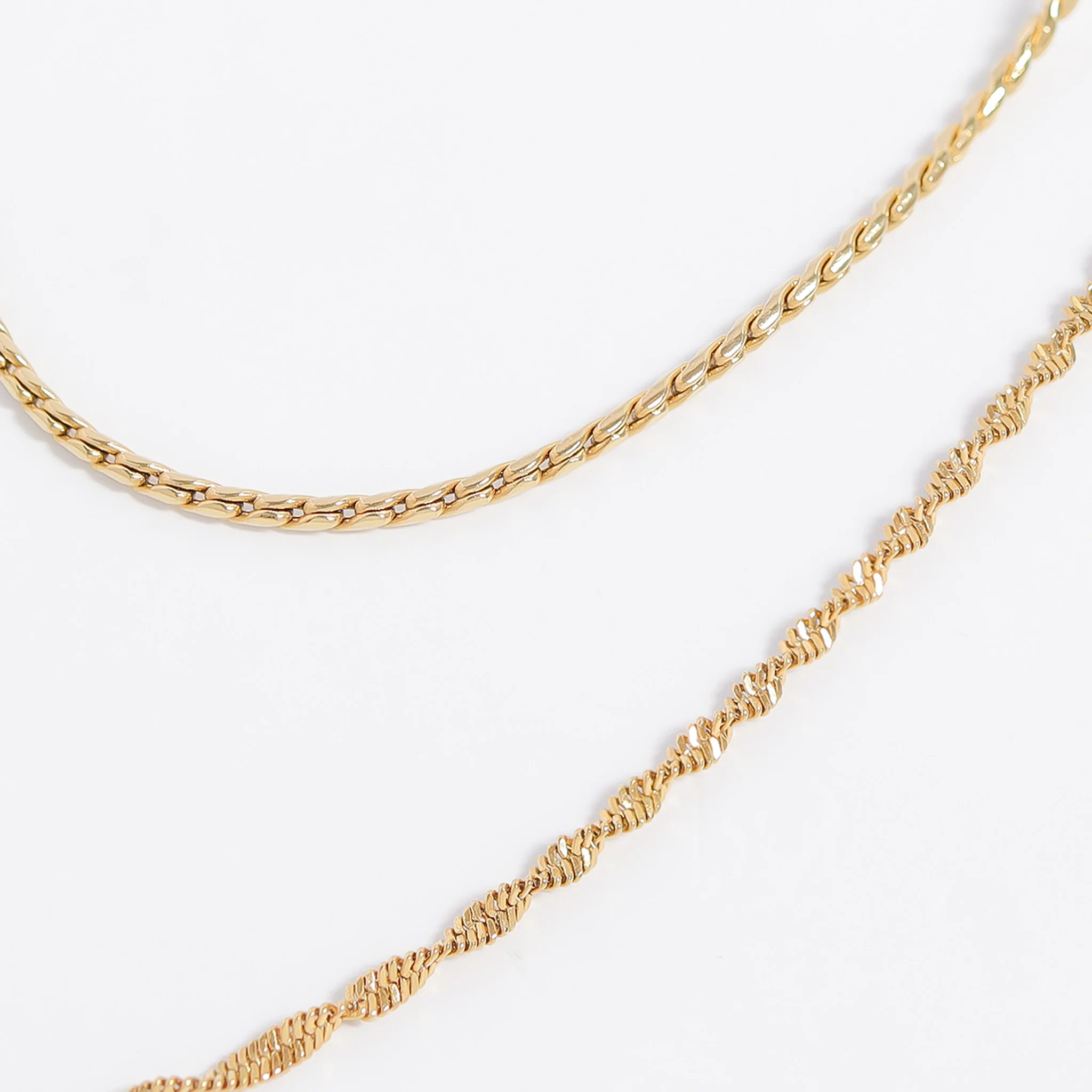 18K Gold PVD Stainless Steel Singapore Chain Necklace / CHN9961 - Image 15