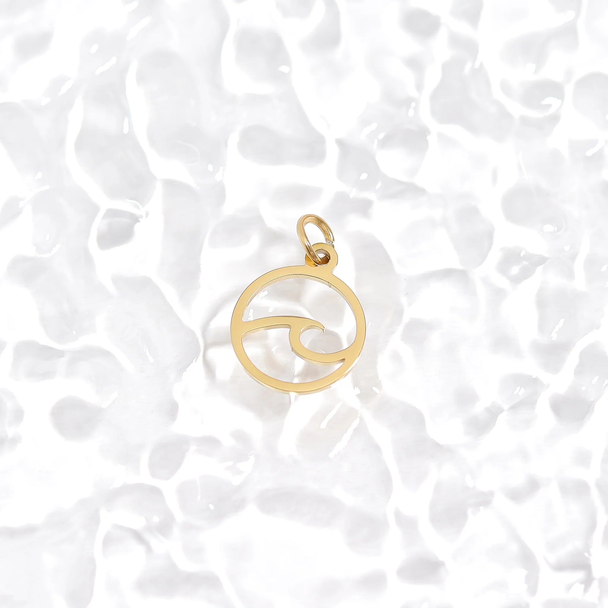 18K Gold PVD Stainless Steel Wave Charm / PDJ5043 - Image 3