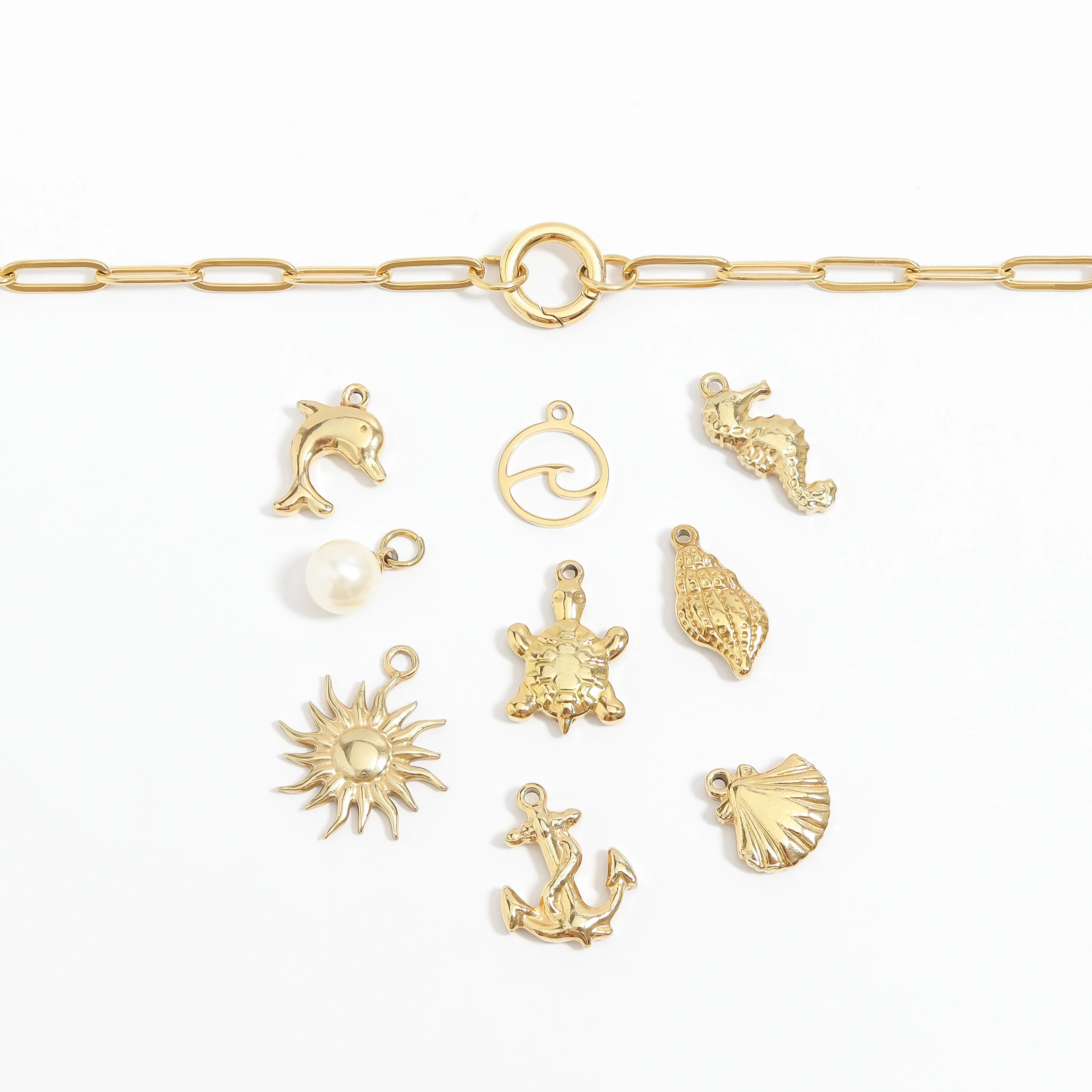 18K Gold PVD Stainless Steel Wave Charm / PDJ5043 - Image 4