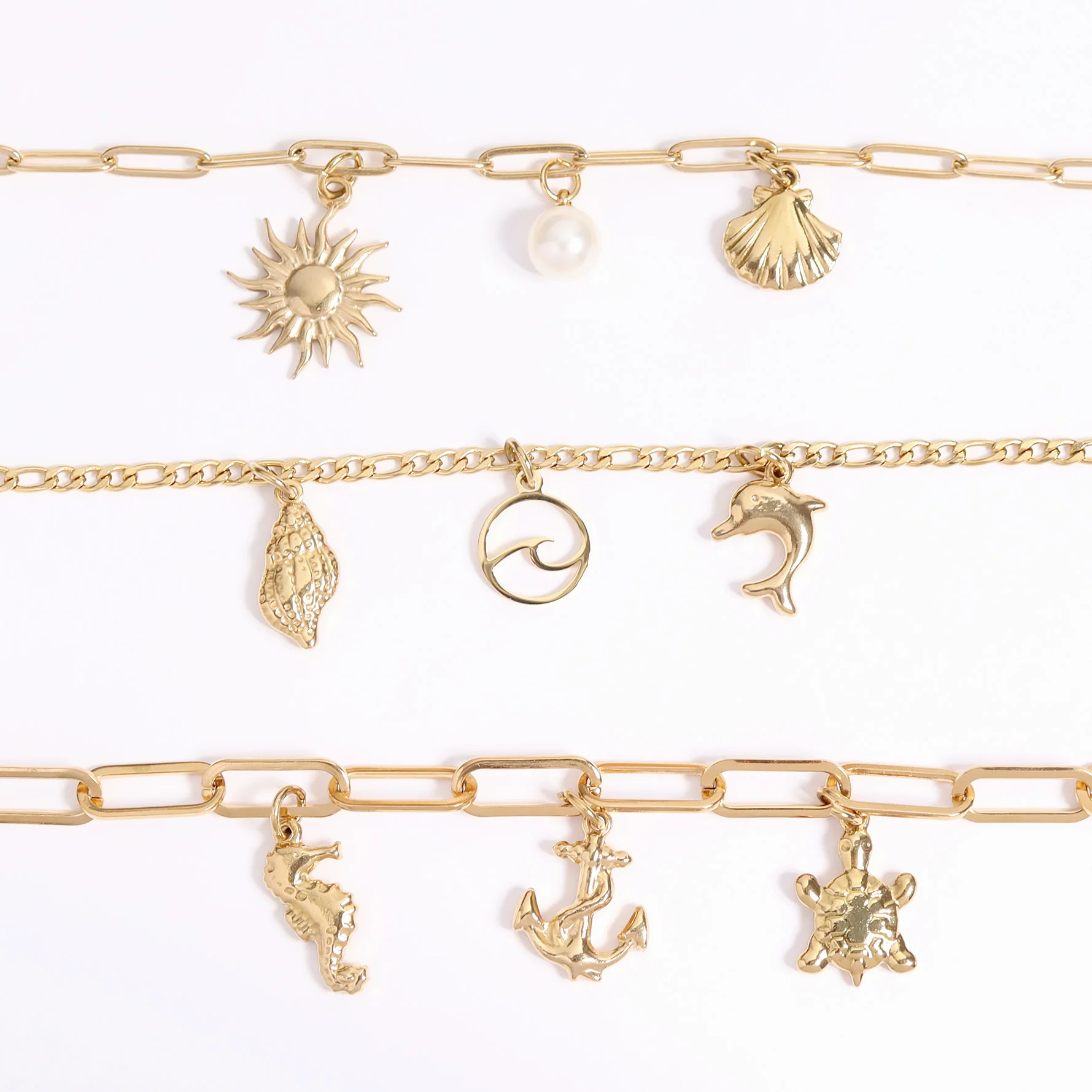 18K Gold PVD Stainless Steel Wave Charm / PDJ5043 - Image 5